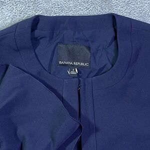 Banana Republic Navy Blue Collarless Ruffled Sleeve Blazer Jacket Size‎ 2